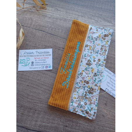 Protège Livret de Famille en Tissu Fait Main Brodé | Cadeau Mariage